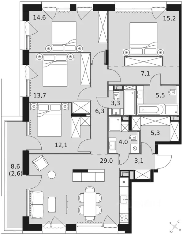 5-к кв. Москва Снежная ул., 20А (122.3 м) - Фото 2