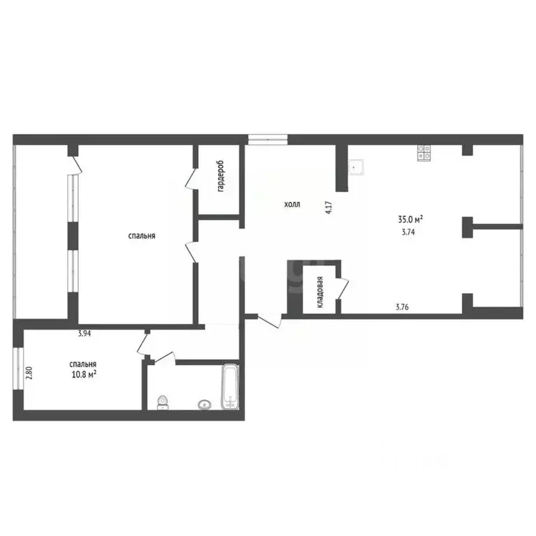 3-к кв. Тюменская область, Тюмень Заречный проезд, 37 (92.4 м) - Фото 2