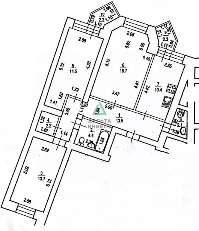 3-к кв. Башкортостан, Уфа Дуванский бул., 21 (79.5 м) - Фото 2