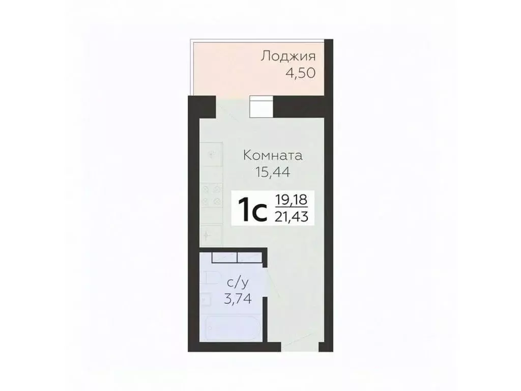 Студия Орловская область, Орел ул. Панчука, 83Б (21.43 м) - Фото 0