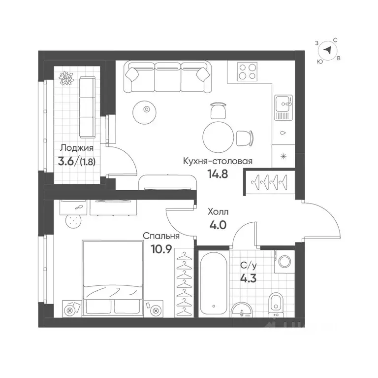 1-к кв. Свердловская область, Екатеринбург Солнечный жилрайон,  (35.8 ... - Фото 1