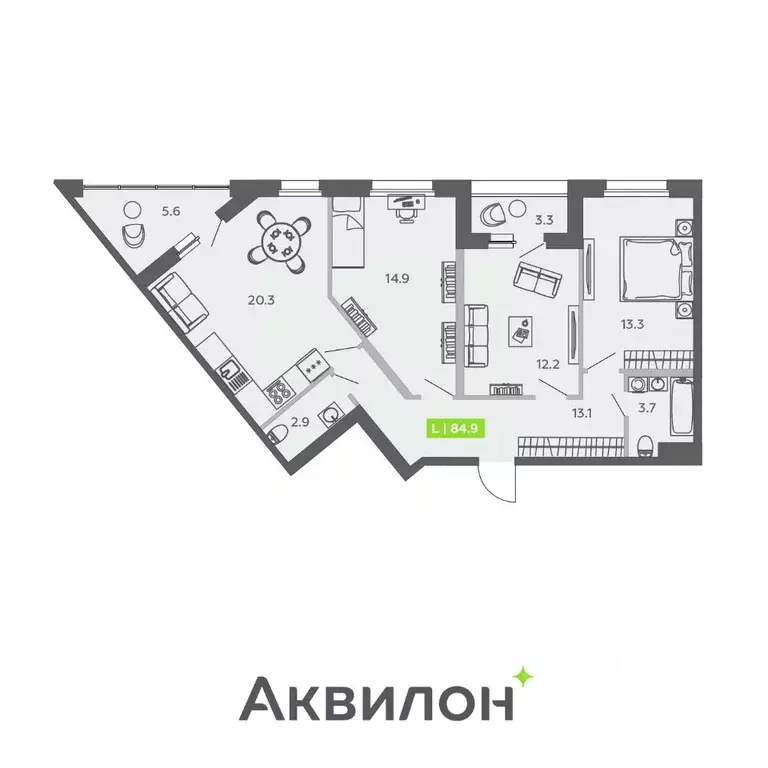 3-к кв. Санкт-Петербург ул. Чирикова, 5 (84.9 м) - Фото 0