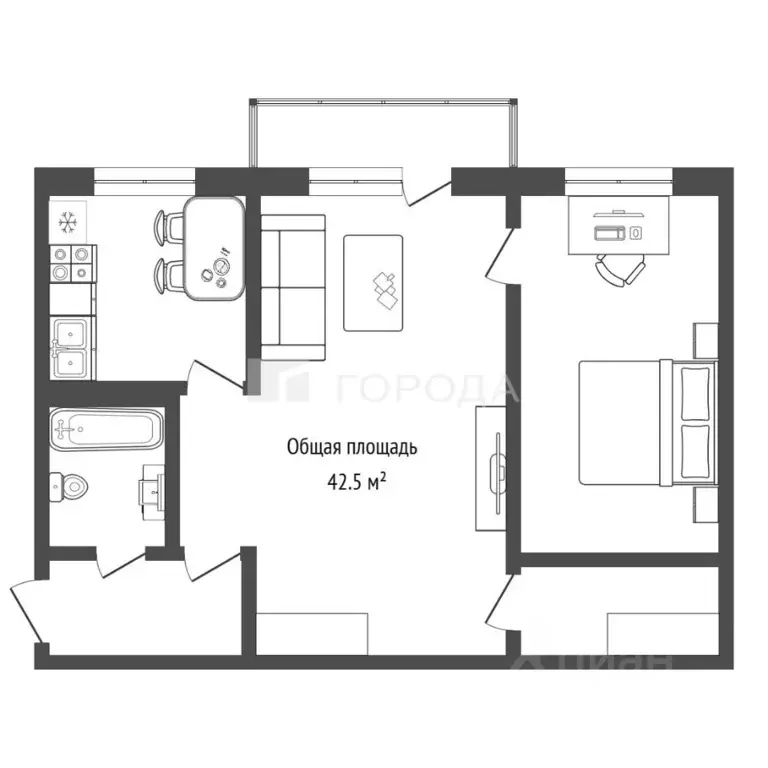 2-к кв. Новосибирская область, Новосибирск ул. Залесского, 8 (42.5 м) - Фото 2
