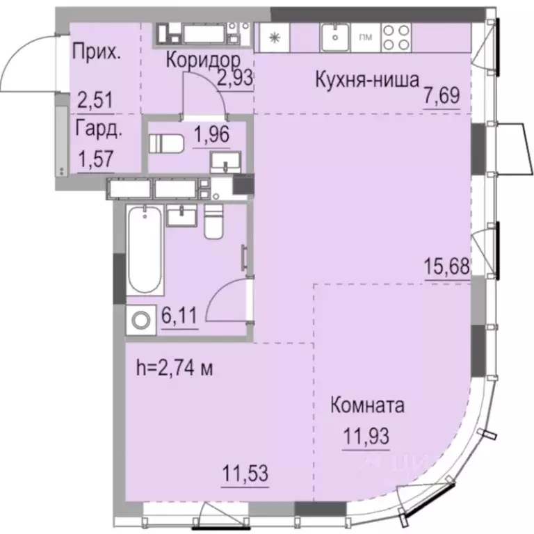 Студия Удмуртия, Ижевск ул. Лихвинцева, 17 (64.6 м) - Фото 1