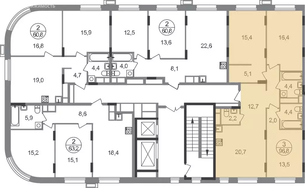 3-комнатная квартира: посёлок городского типа Заречье, жилой комплекс ... - Фото 2