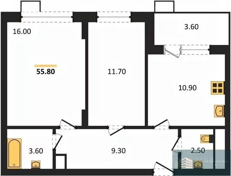 2-к кв. Воронежская область, Воронеж бул. Содружества, 6 (55.7 м) - Фото 1