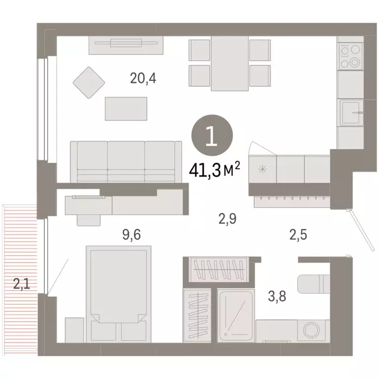 1-комнатная квартира: Новосибирск, квартал Лебедевский (41.3 м) - Фото 1