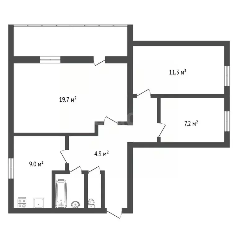 3-к кв. Воронежская область, Поворино Садовая ул., 29 (63.8 м) - Фото 1