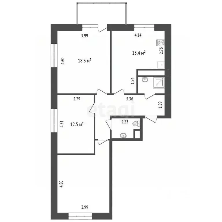 3-к кв. Вологодская область, Вологда Новгородская ул., 17 (81.3 м) - Фото 2