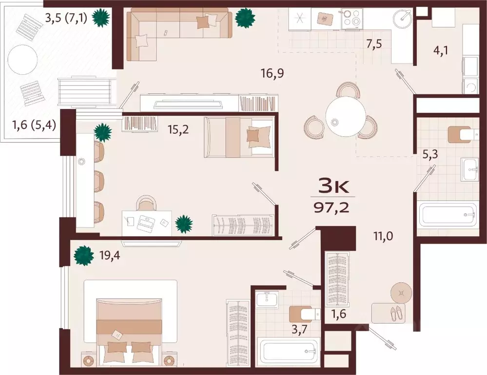 3-к кв. Крым, Ялта ул. Спендиарова, 5 (96.7 м) - Фото 1