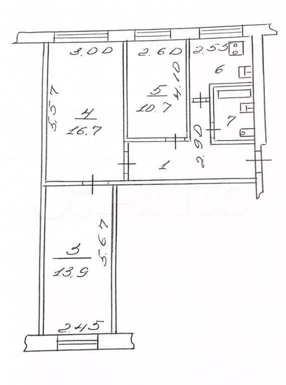 3-к. квартира, 60 м, 1/5 эт. - Фото 0