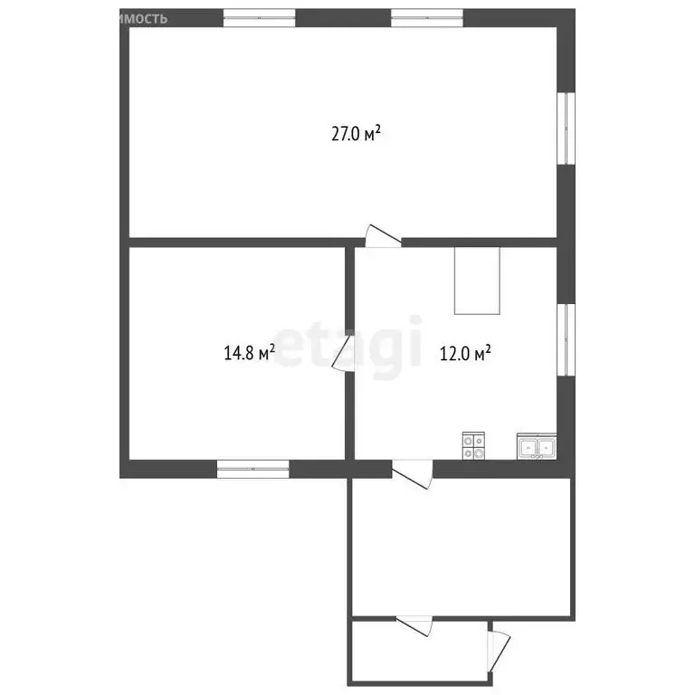 2-комнатная квартира: село Старый Кавдык, Лесная улица, 1 (53.6 м) - Фото 1