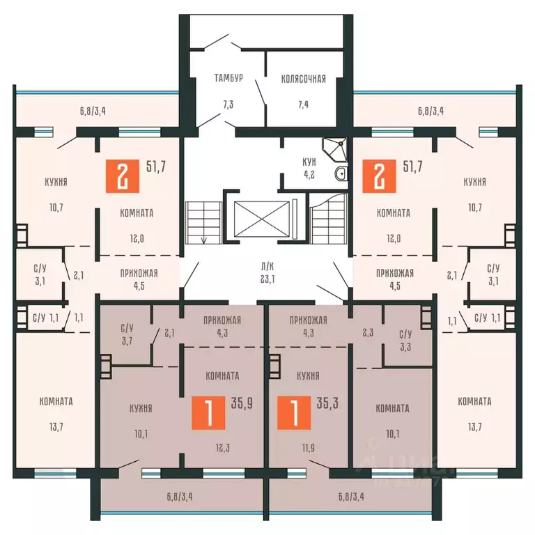 2-к кв. Курганская область, Курган ул. Тимофея Невежина, 3к3 (51.7 м) - Фото 1