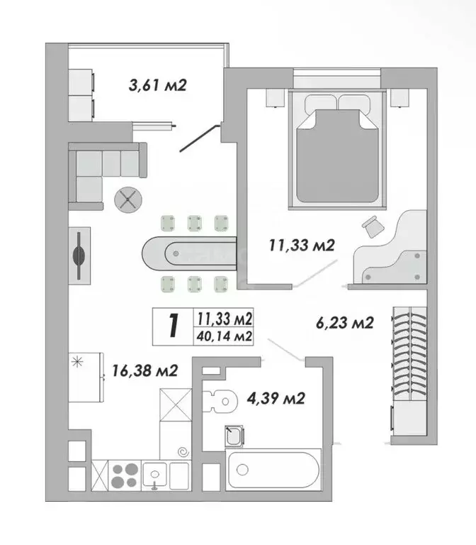 1-комнатная квартира: Оренбург, улица Гаранькина, 22 (40.14 м) - Фото 0