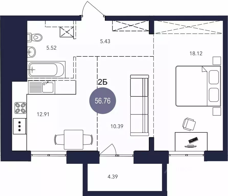 2-к кв. Иркутская область, Братск ул. Металлургов, 8 (56.76 м) - Фото 0