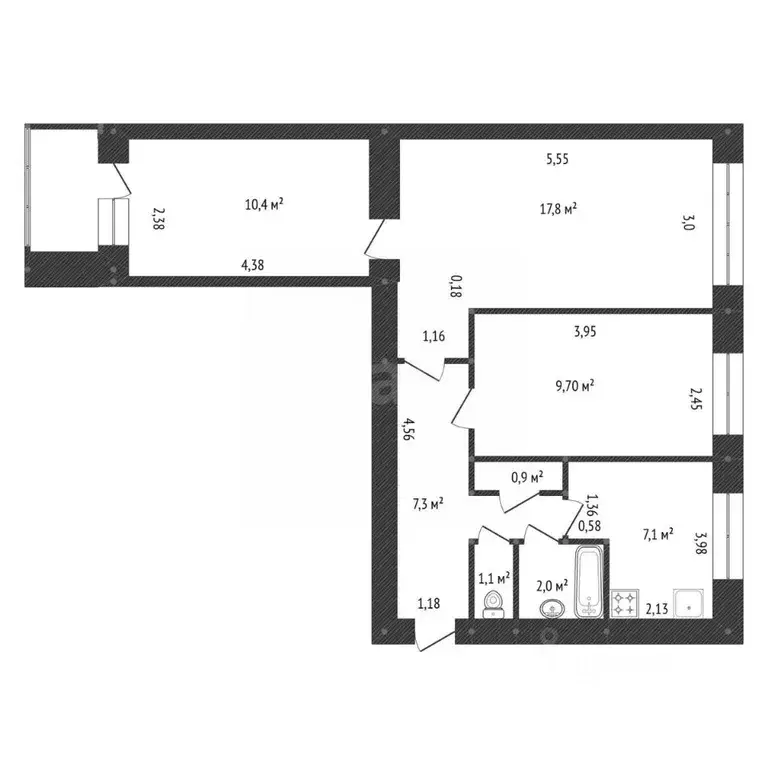 3-к кв. Башкортостан, Уфа ул. Ухтомского, 12 (56.4 м) - Фото 1