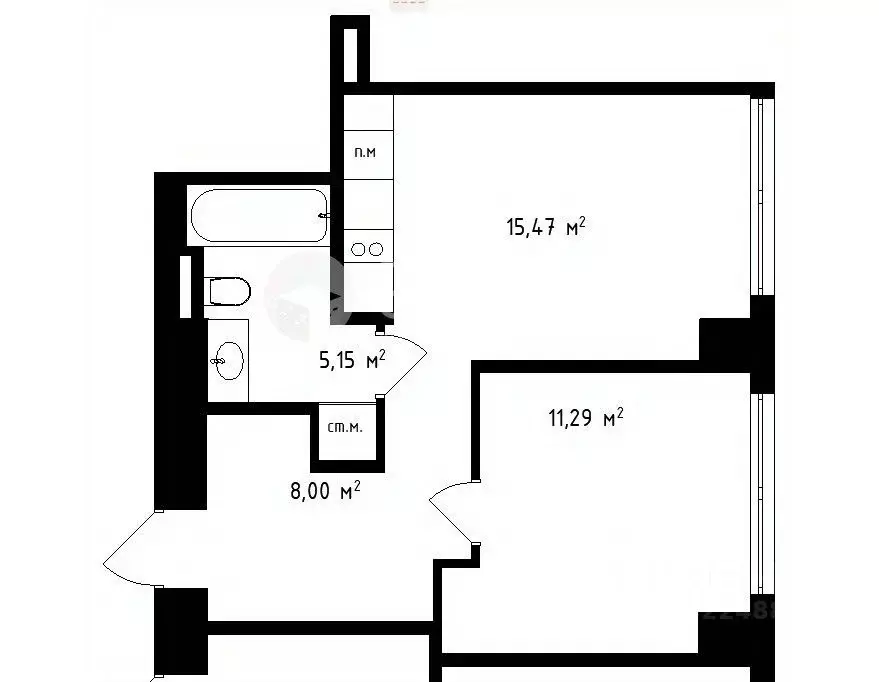1-к кв. Свердловская область, Екатеринбург ул. Радищева, 41 (40.0 м) - Фото 2