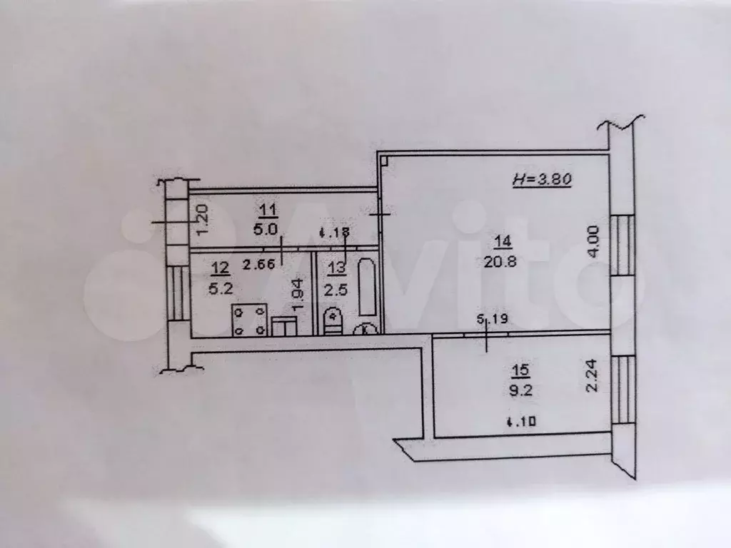 2-к. квартира, 42,7 м, 2/2 эт. - Фото 0