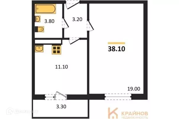 Продаётся 1-к квартира, 38.1 м - Фото 1