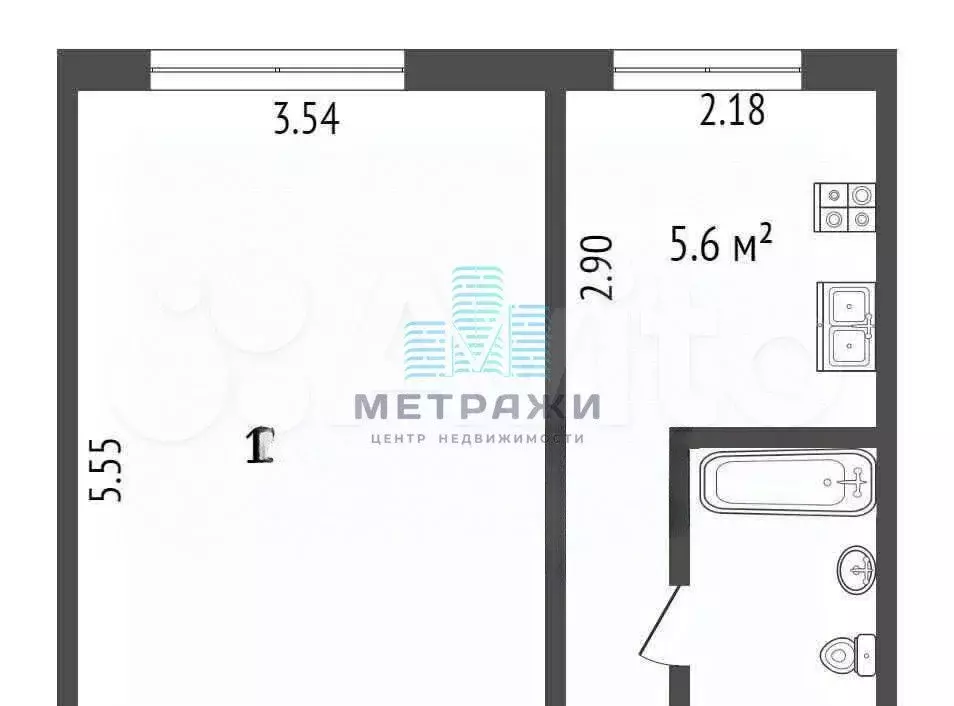 1-к. квартира, 31 м, 5/5 эт. - Фото 0