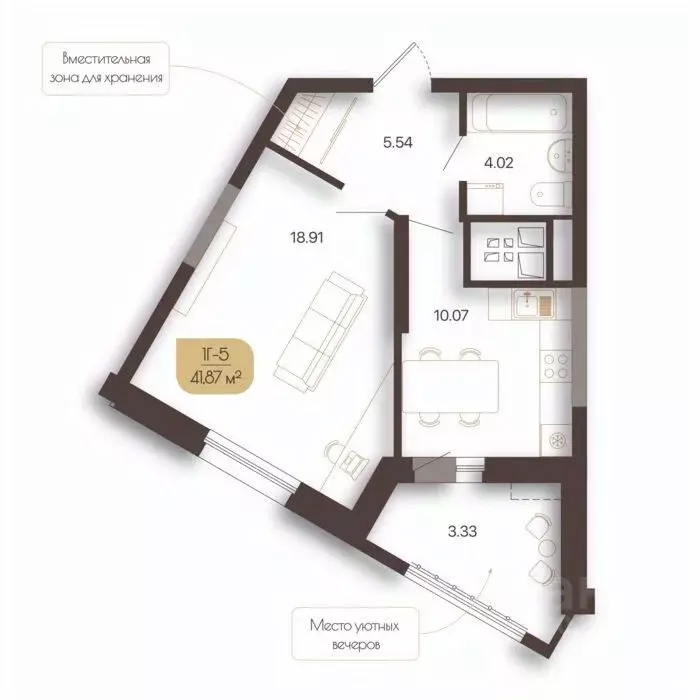 1-к кв. Татарстан, Казань ул. Горьковское Шоссе, 2Ак2 (41.87 м) - Фото 1