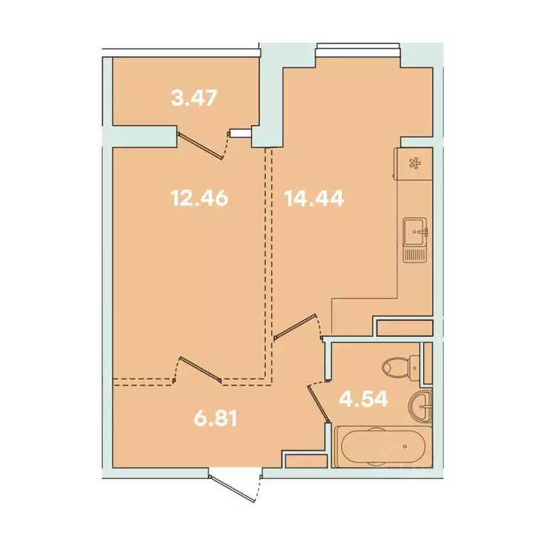 1-к кв. Иркутская область, Иркутск ул. Петрова, 18 (41.71 м) - Фото 1