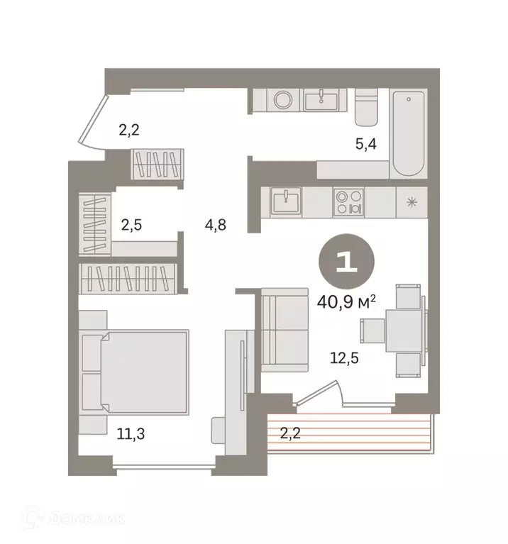 Продаётся 1-к квартира, 40.9 м - Фото 0