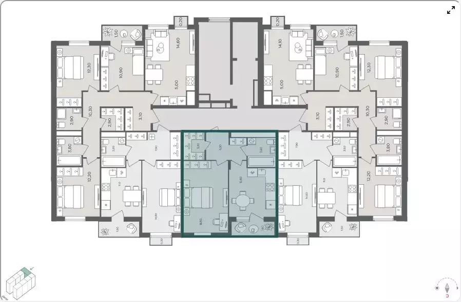 1-комнатная квартира: село Перхушково, микрорайон Равновесие, 5 (44.4 ... - Фото 2