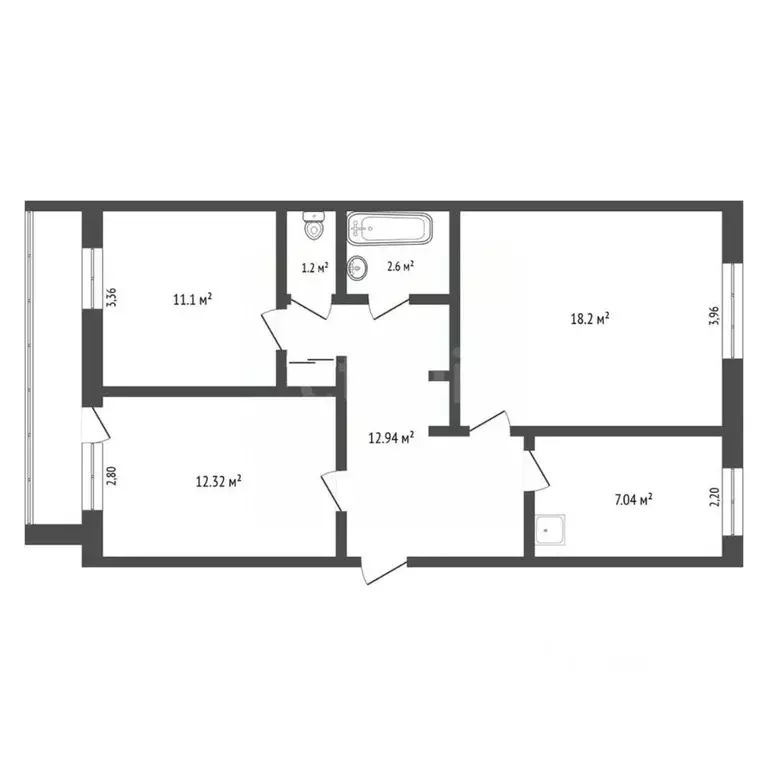 3-к кв. Амурская область, Завитинск Комсомольская ул., 142 (65.4 м) - Фото 2
