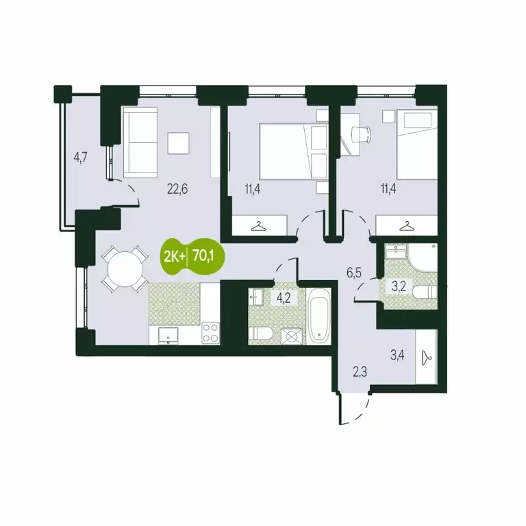 3-к кв. Забайкальский край, Чита Каштакский мкр,  (70.16 м) - Фото 1