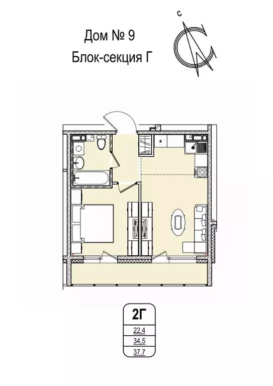 2-к кв. Кемеровская область, Кемерово 55-й мкр, 9 (37.7 м) - Фото 0