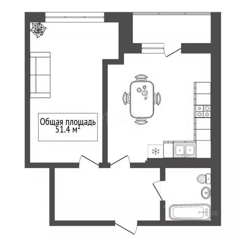 1-к кв. Новосибирская область, Новосибирск ул. Богдана Хмельницкого, ... - Фото 2