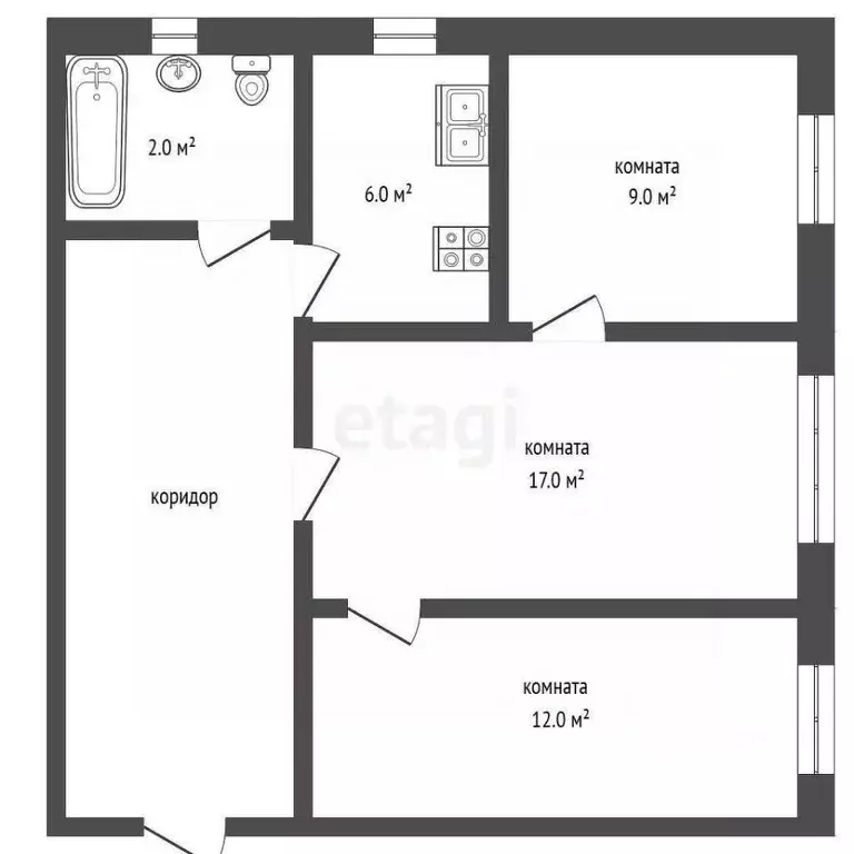 3-к кв. Вологодская область, Вологда пос. Осаново, ул. Осаново, 10 ... - Фото 2