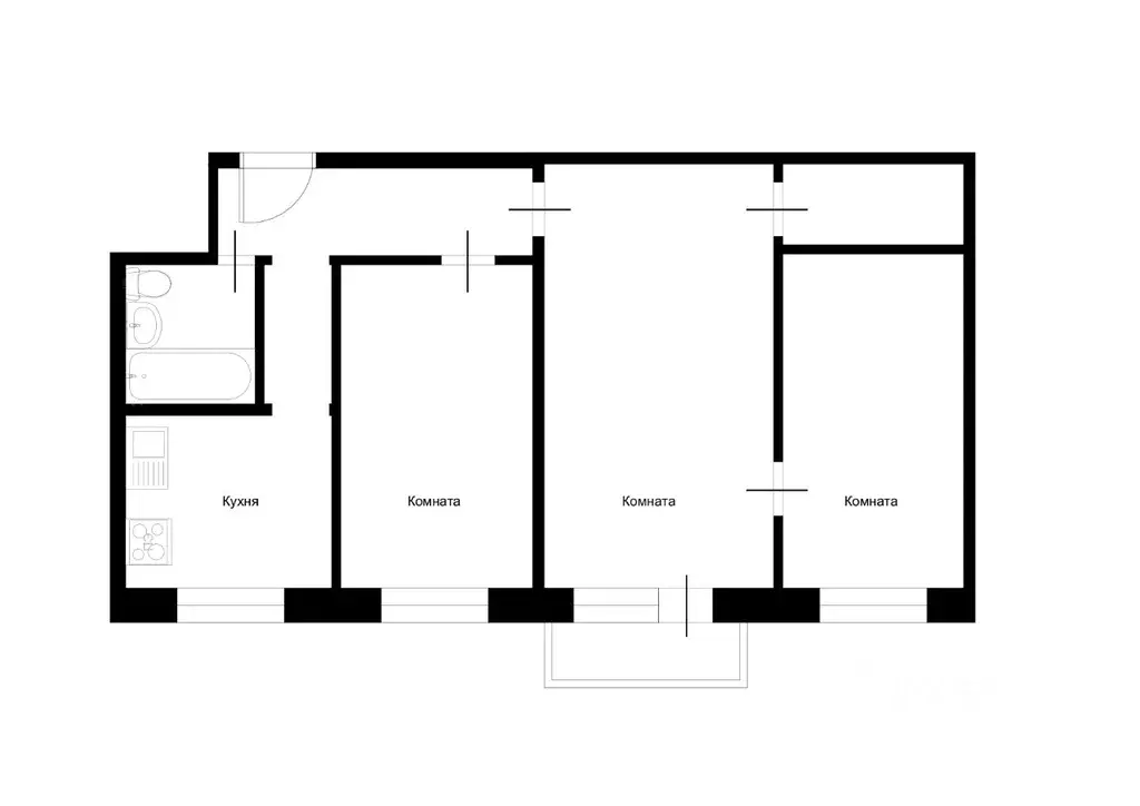 3-к кв. Татарстан, Казань ул. Братьев Касимовых, 66 (59.4 м) - Фото 1
