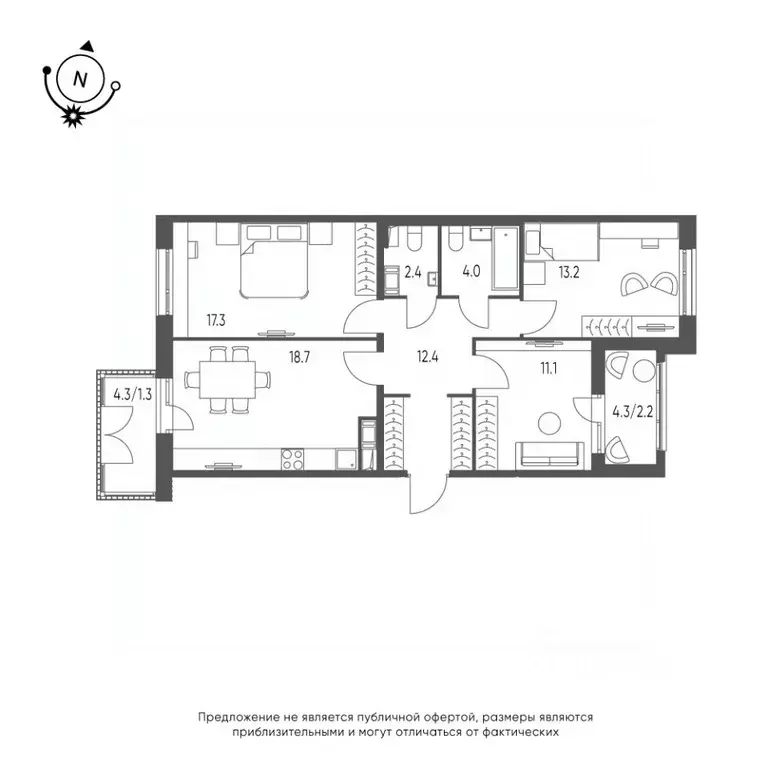 3-к кв. Омская область, Омск Зеленая река мкр, 14 (82.6 м) - Фото 0