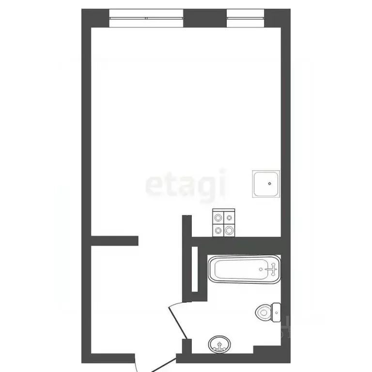 Студия Тюменская область, Тюмень ул. Краснооктябрьская, 6 (33.0 м) - Фото 2