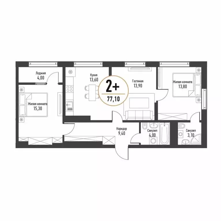 3-комнатная квартира: Стерлитамак, Интернациональная улица, 61 (77.4 ... - Фото 0