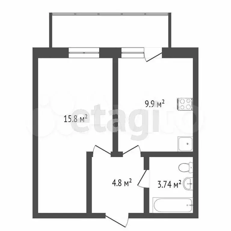 1-к. квартира, 36 м, 4/19 эт. - Фото 0
