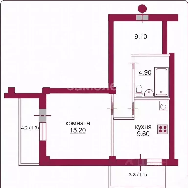 1-к кв. Омская область, Омск Подгорная ул., 19 (41.0 м) - Фото 1