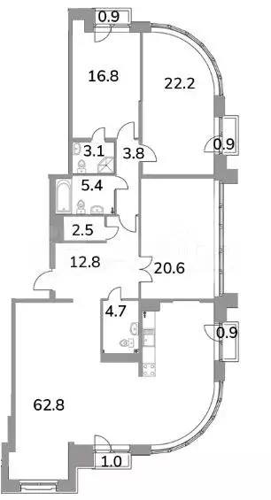 3-к. квартира, 155,9 м, 6/16 эт. - Фото 1