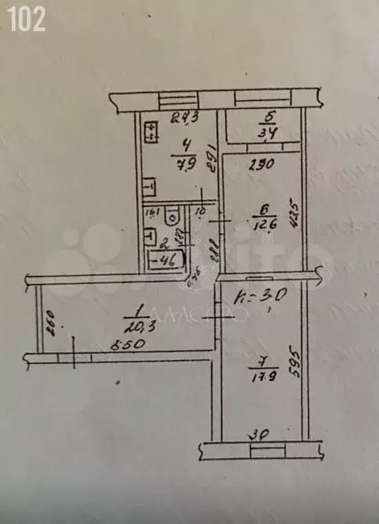 2-к. квартира, 66,7 м, 2/3 эт. - Фото 0