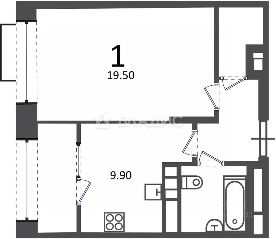 Студия Москва Клинская ул., 2А (33.0 м) - Фото 2