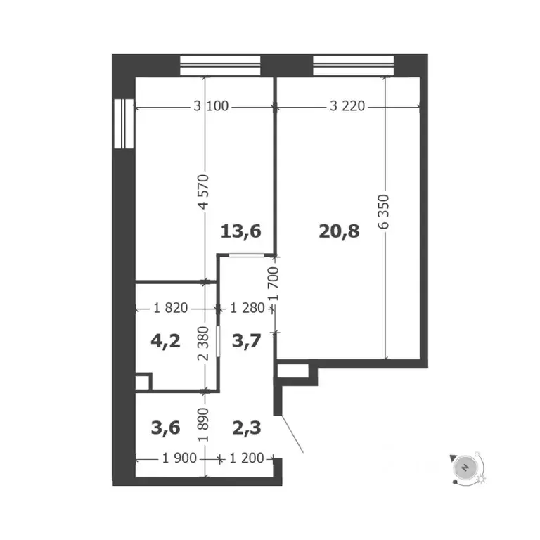 1-к кв. Москва проезд Проектируемый № 7021А (48.2 м) - Фото 1