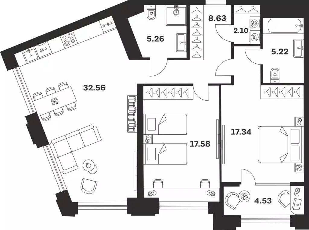 2-к кв. Тульская область, Тула ул. Болотникова, 4 (93.22 м) - Фото 1