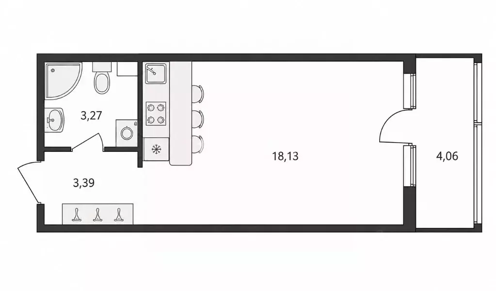 Студия Санкт-Петербург Комендантский просп., 66к3 (26.0 м) - Фото 2