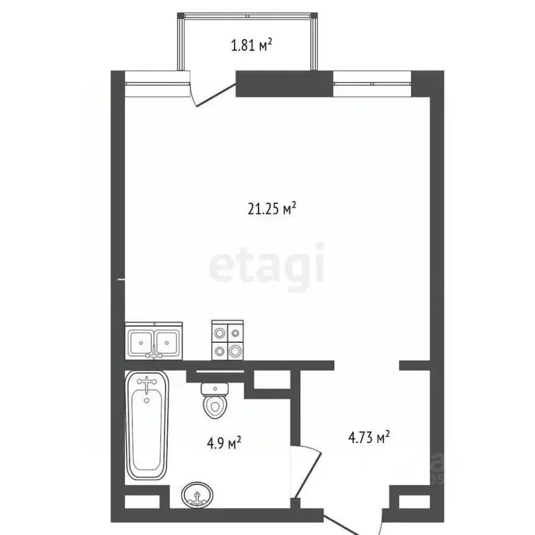 Студия Ростовская область, Ростов-на-Дону ул. Нансена, 109/3 (30.6 м) - Фото 2