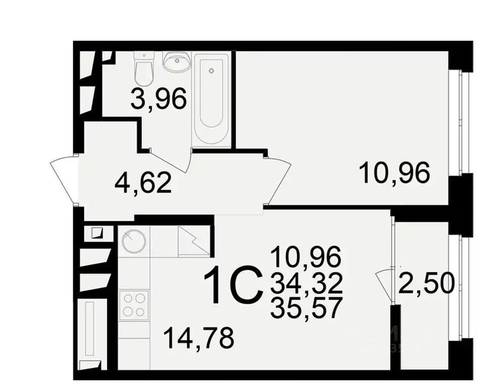 1-к кв. Рязанская область, Рязань ул. Чкалова (34.32 м) - Фото 1