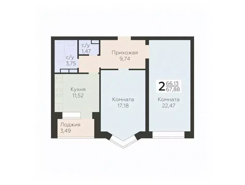 2-к кв. Орловская область, Орел ул. Панчука, 83Б (67.88 м) - Фото 0