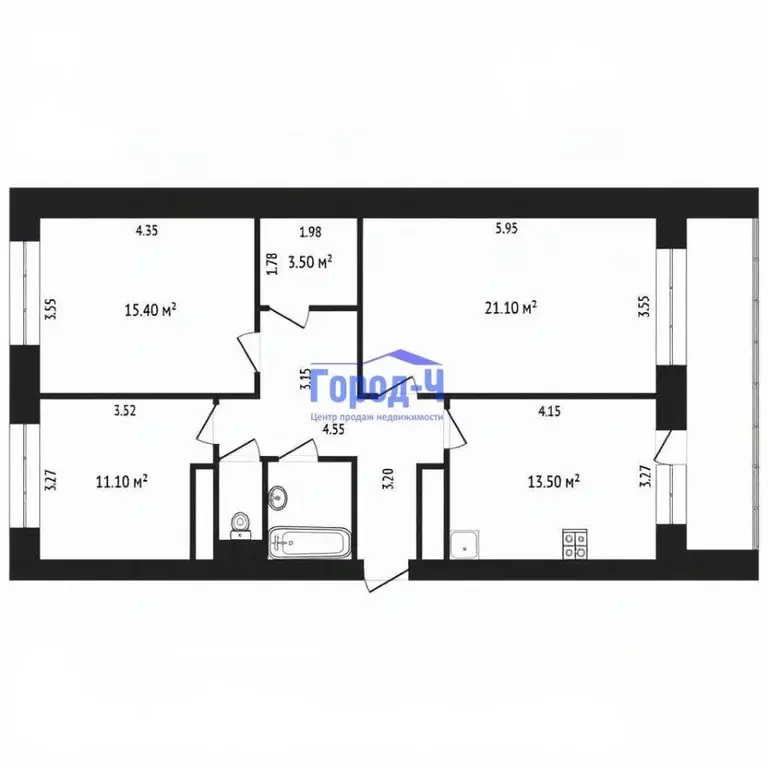 3-к кв. Чувашия, Чебоксары ул. Маршака, 8к1 (90.0 м) - Фото 2