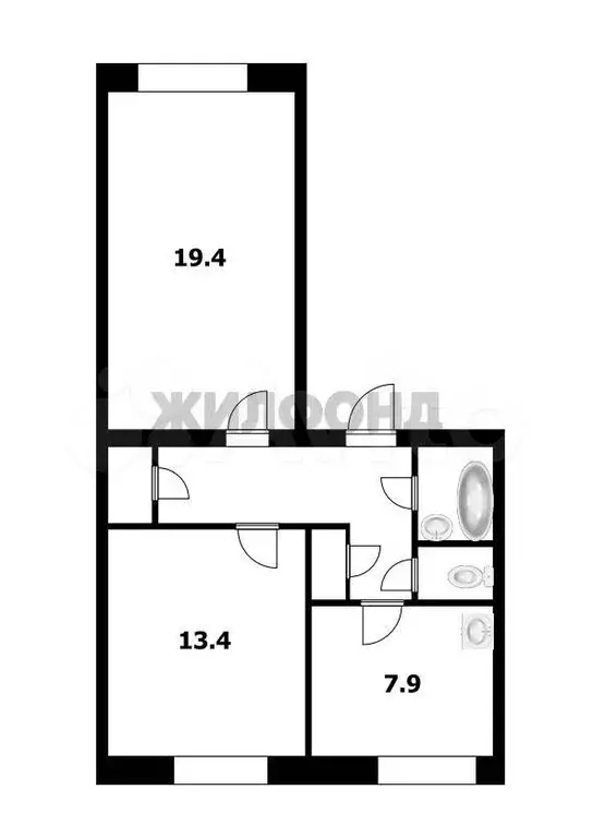 2-к. квартира, 57 м, 1/5 эт. - Фото 0